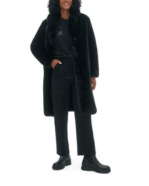 Noize Faux Fur Longline Coat - Black