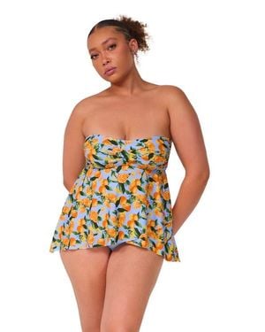 Sunsets Escape Molly Bandeau Tankini Swimsuit Top - Multicolor