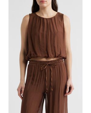 DELUC Strada Bubble Sleeveless Top - Brown