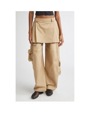 Collina Strada Lawn Plaid Skirt Overlay Cargo Pants - Natural
