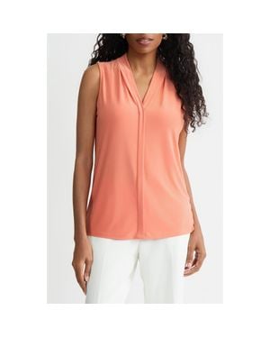 Kasper Pleated Sleeveless Top - Orange