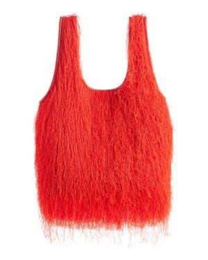 Dries Van Noten Marche Fringe Tote - Red