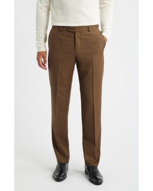 Berle Flat Front Super 120S Wool Dress Pants - Brown