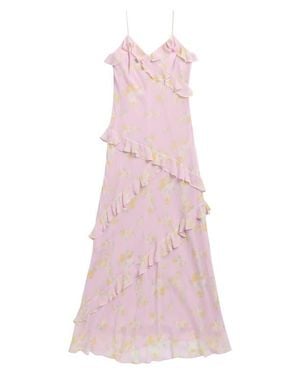 LoveShackFancy Kids' Mini Rialto Floral Ruffle Trim Dress - Pink
