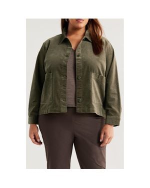Eileen Fisher Stretch Cotton Velveteen Jacket - Green