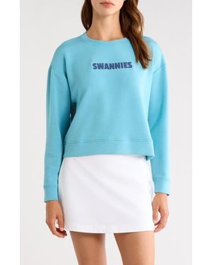 Swannies Monica Logo Graphic Crop Sweatshirt - Blue