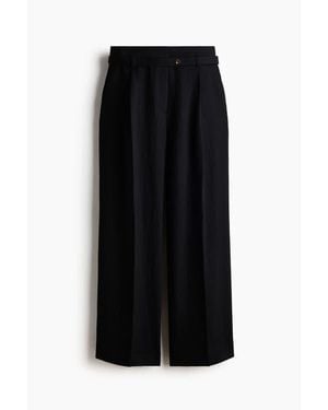 H&M Wide-Leg Pants With Belt - Black