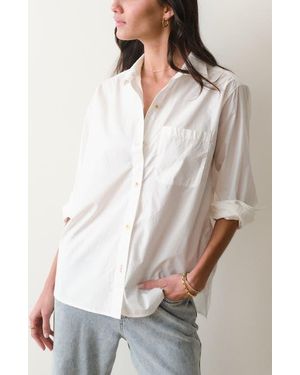 Marine Layer Jane California Relaxed Pima Cotton Poplin Button-Up Shirt - White
