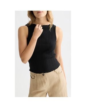 Scotch & Soda Boat Neck Cotton Rib Tank - Black