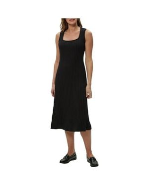 Michael Stars Sofia Wide Rib Sleeveless Cotton Blend Knit Midi Dress - Black
