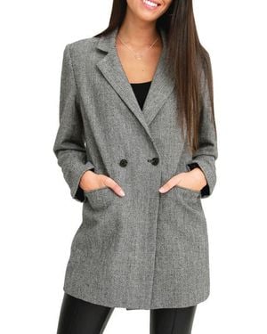 Belle & Bloom Oversized Double-Breasted Wool Coat - Gray