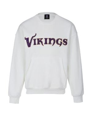 Cuce Minnesota Vikings Chenille Jeweled Sweatshirt - White