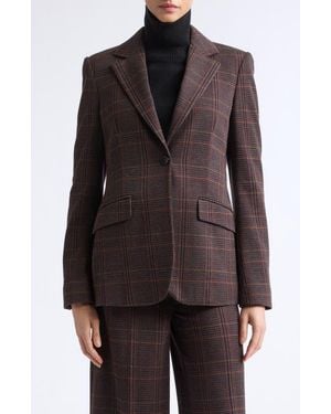 Max Mara Abate Plaid Virgin Wool Blend Jacket - Brown
