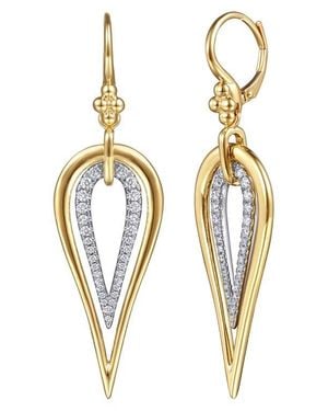 Gabriel & Co. 14K Teardrop Diamond Drop Earrings - Metallic
