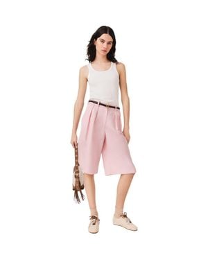 Maje Pleated Linen Blend Bermuda Shorts - Pink