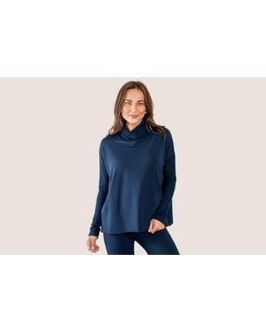 JJwinks Built-In Shelf Fleece Turtleneck With Rib Details - Blue