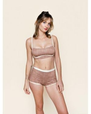 Kitty and Vibe Bandeau With Piping Bikini Top - Natural