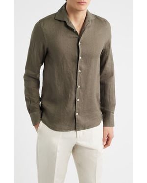 Aurélien Seaside Linen Button-Up Shirt - Green