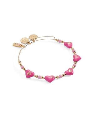 ALEX AND ANI Barbie Logo Heart Beaded Bangle Bracelet - Pink