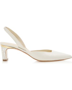 freya rose Delphine Pointed Toe Pearl Heel Pump - White
