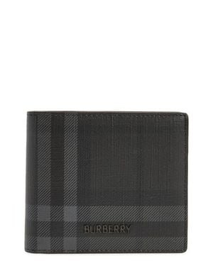 Burberry Check Coated Canvas & Leather Bifold Wallet - Black