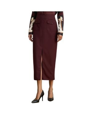 Ralph Lauren Wool Blend Pencil Skirt - Red