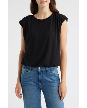 Wit & Wisdom Pleated Cap Sleeve T-Shirt - Black