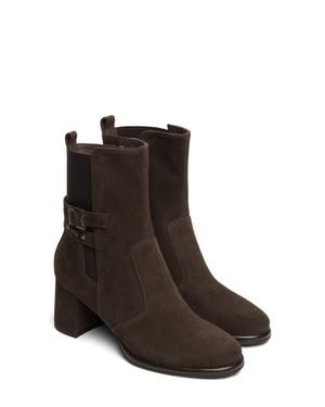 Nero Giardini Leather Block Heel Chelsea Bootie - Brown
