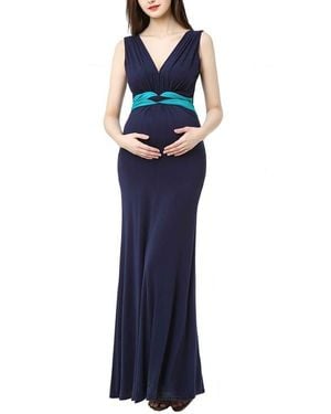 Kimi + Kai Scarlett Colorblock Maternity Maxi Dress - Blue