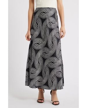 Anne Klein Bias Cut Pull-On Midi Skirt - Black