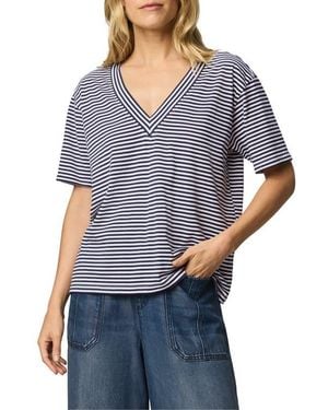 Splendid Kacey Stripe V-Neck T-Shirt - Blue