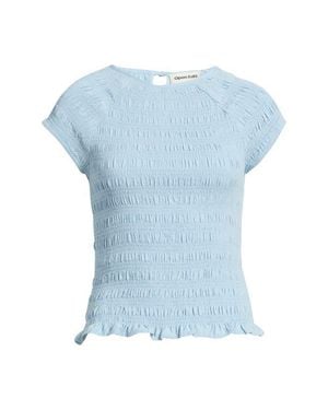 Open Edit Cap Sleeve Smocked Top - Blue