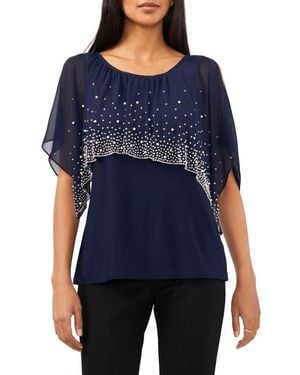 Chaus Beaded Cold Shoulder Top - Blue