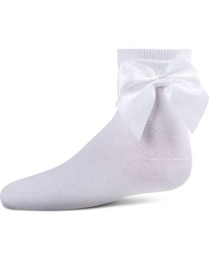 Memoi Kid's Silky Side Bow Anklet Socks - Gray