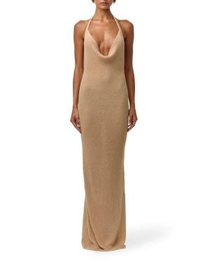 Naked Wardrobe Knit Halter Maxi Dress - Natural