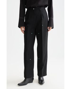 Scotch & Soda Raine Studded High Waist Wide Leg Pants - Black