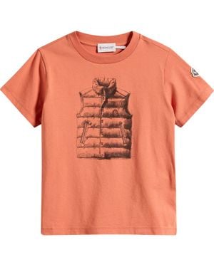 Moncler Kids' Puffer Vest Graphic T-Shirt - Orange