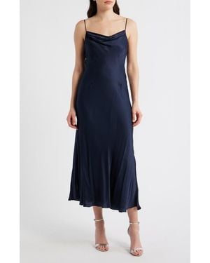 French Connection Oona Strappy Satin Midi Dress - Blue