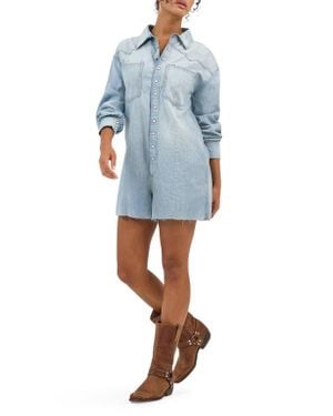 Wrangler Heritage Long Sleeve Denim Romper - Blue