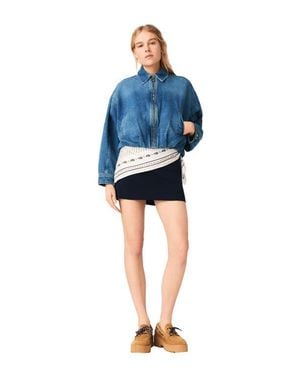Maje Denim Bomber Jacket - Blue