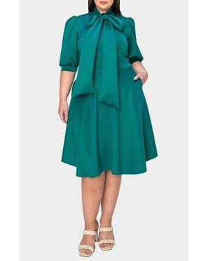 L I V D Carina Donna Fit & Flare Midi Dress - Green