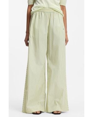 BOSS Tiplyn Stripe Wide Leg Cotton Pants - Multicolor