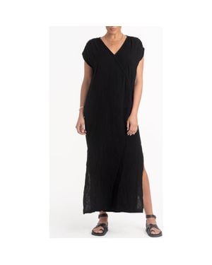 ocean + main Gathered Shoulder Tie Back Dress - Black