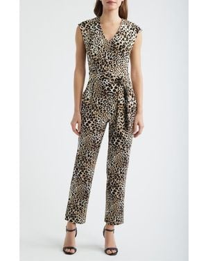 Anne Klein Extended Shoulder Straight Leg Jumpsuit - Multicolor
