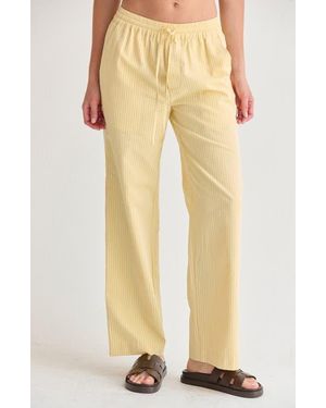 Crescent Textured Striped Drawstring Pants - Yellow