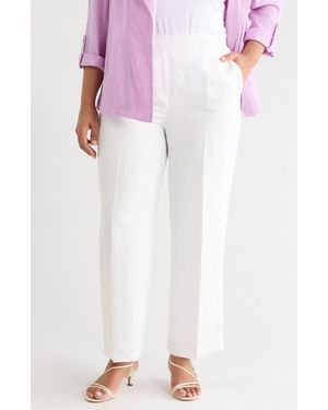 Kasper The Audrey Pull On Linen Blend Pants - White