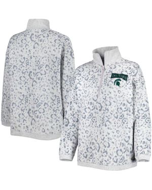Gameday Couture Michigan State Spartans Leopard Quarter-Zip Sweatshirt - Gray