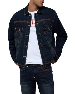 TRUE RELIGION Super Flatlock Trucker Jacket - Blue