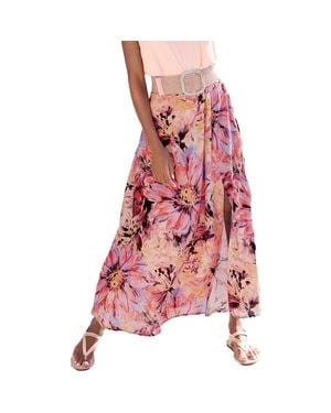 Lascana Flowy Floral Maxi Skirt - Pink