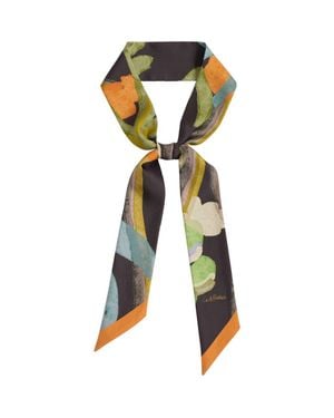 Lost Pattern Ethereal Mirage Silk Twill Skinny Scarf - Green